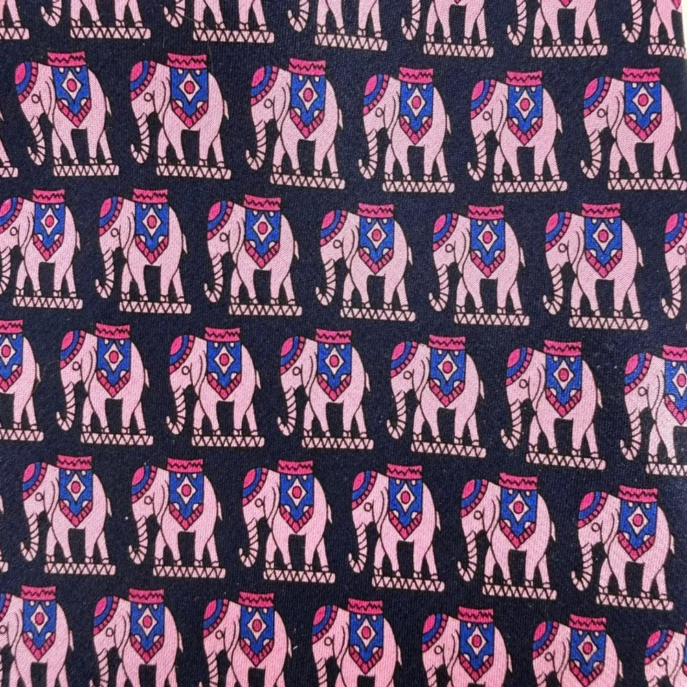 The Bombay Store Silk‎ Elephant Tie Mens Navy Blue Pink Patterned Necktie